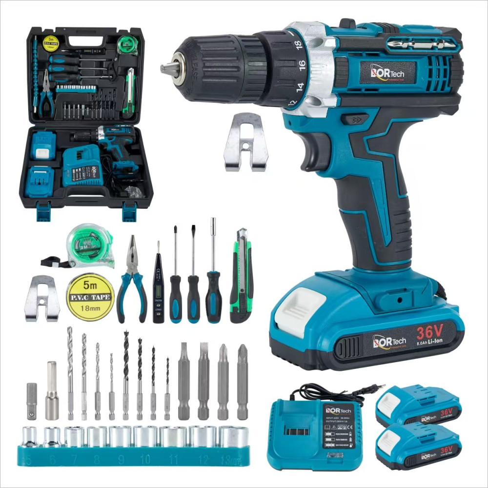 BORTECH Σετ Δραπανοκατσάβιδο Επαναφορτιζόμενο Με 2 Μπαταρίες Εργαλεία και Εργαλειοθήκη 5AH 36V