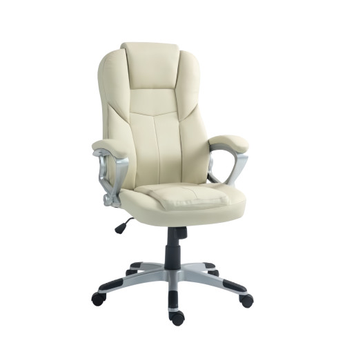 Καρέκλα Γραφείου XL Διευθυντική με μπράτσα Δερματίνης Κρεμ 108-118x60x68