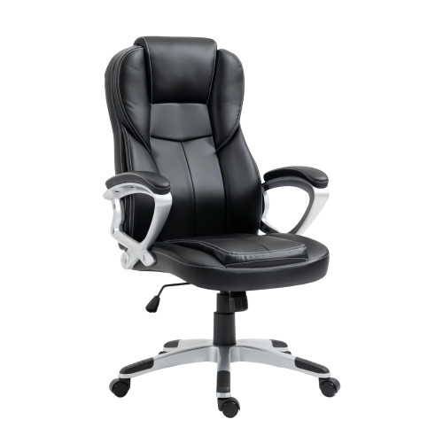 Καρέκλα Γραφείου XL Διευθυντική με μπράτσα Δερματίνης Μαύρη 108-118x60x68