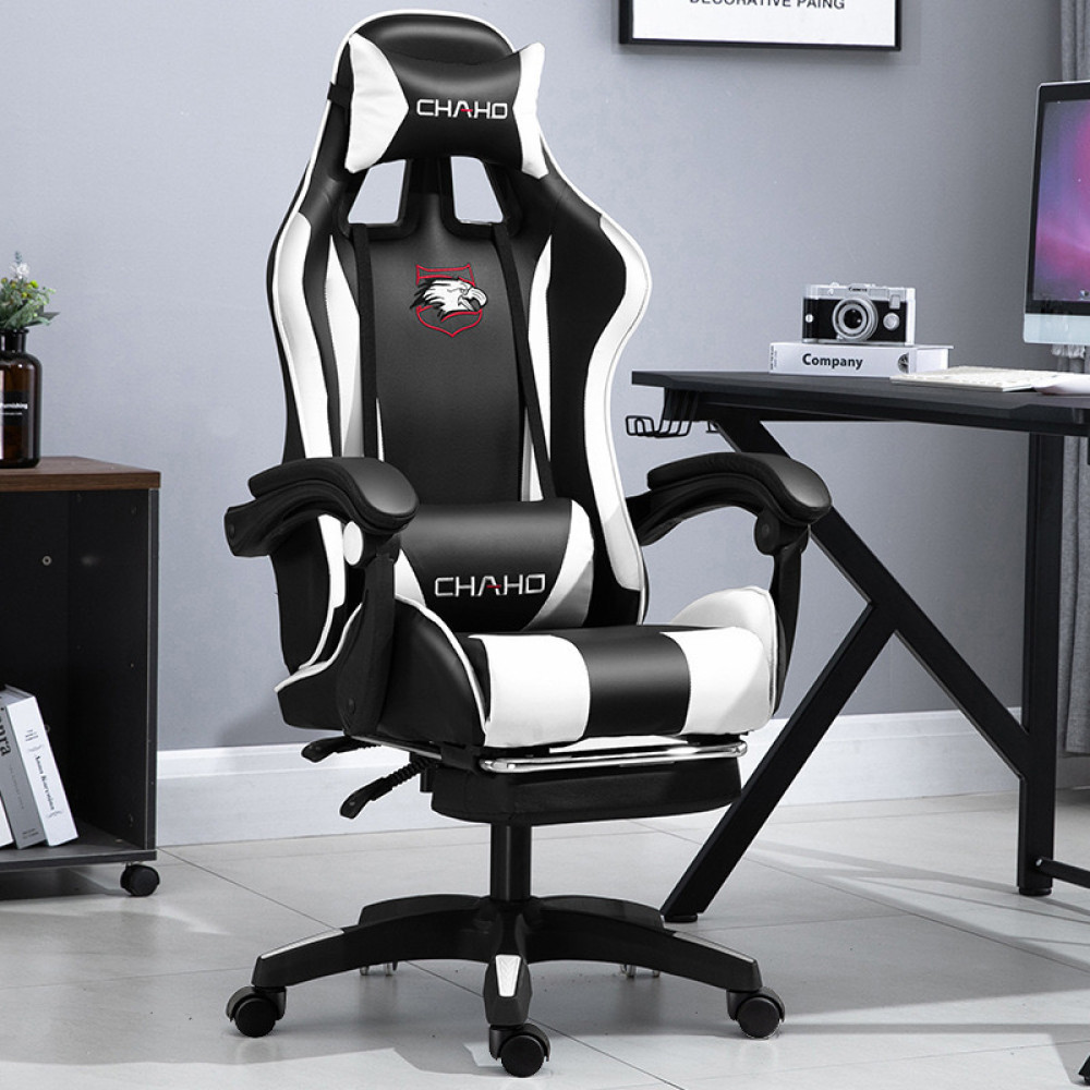 Καρέκλα γραφείου Gaming Δερματίνης με ανάκληση και υποπόδιο Λευκό GMC-WHITE