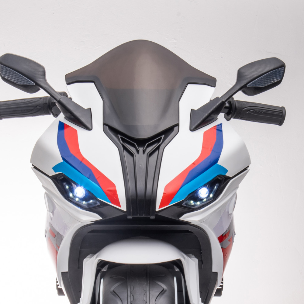 Ηλεκτροκίνητη Μηχανή BMW με Ρόδες που φωτάνε  με Φώτα LED και μουσική 12V Λευκή XHD-919-WH