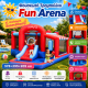 Φουσκωτό Τραμπολίνο Fun Arena με Τσουλήθρα, Μπασκέτα & Παιχνίδια Στόχου 378×295×205 cm