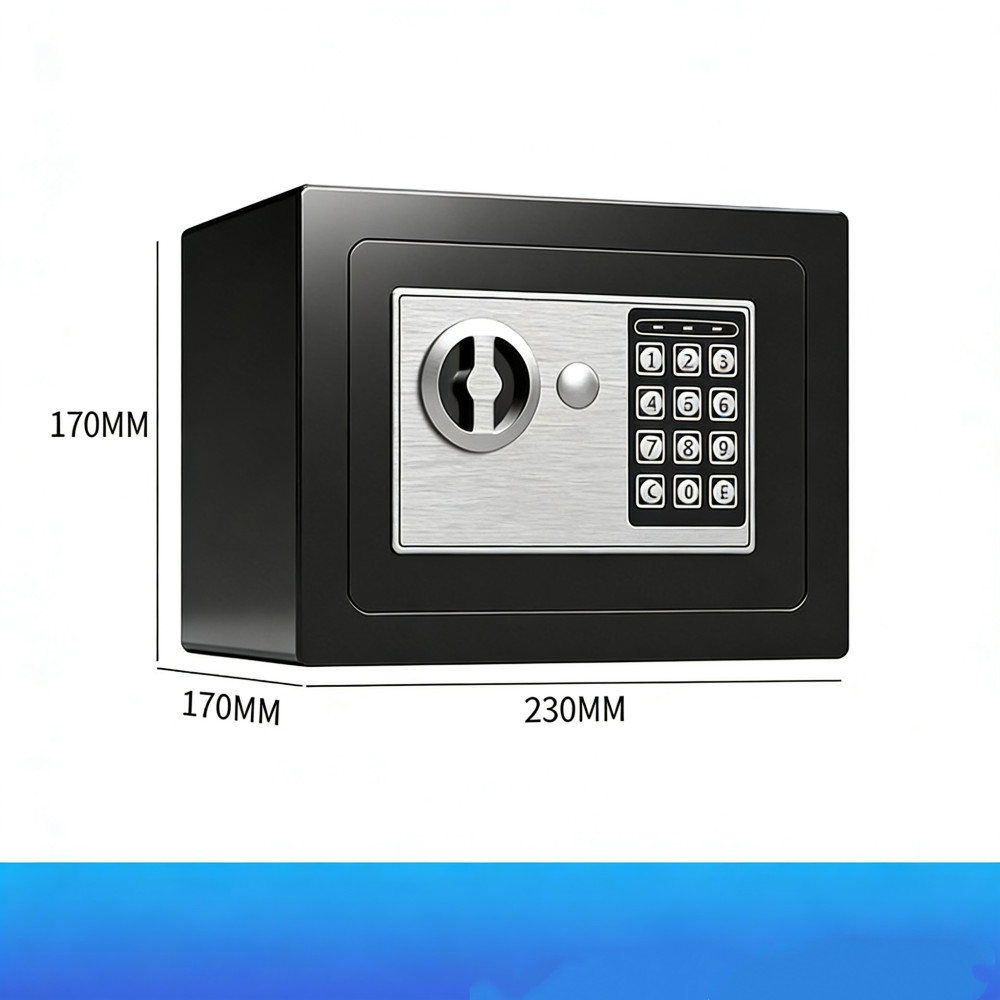 Ηλεκτρονικό Χρηματοκιβώτιο Ασφαλείας με Κωδικό & Κλειδί 23x17x17cm Μαύρο 17E