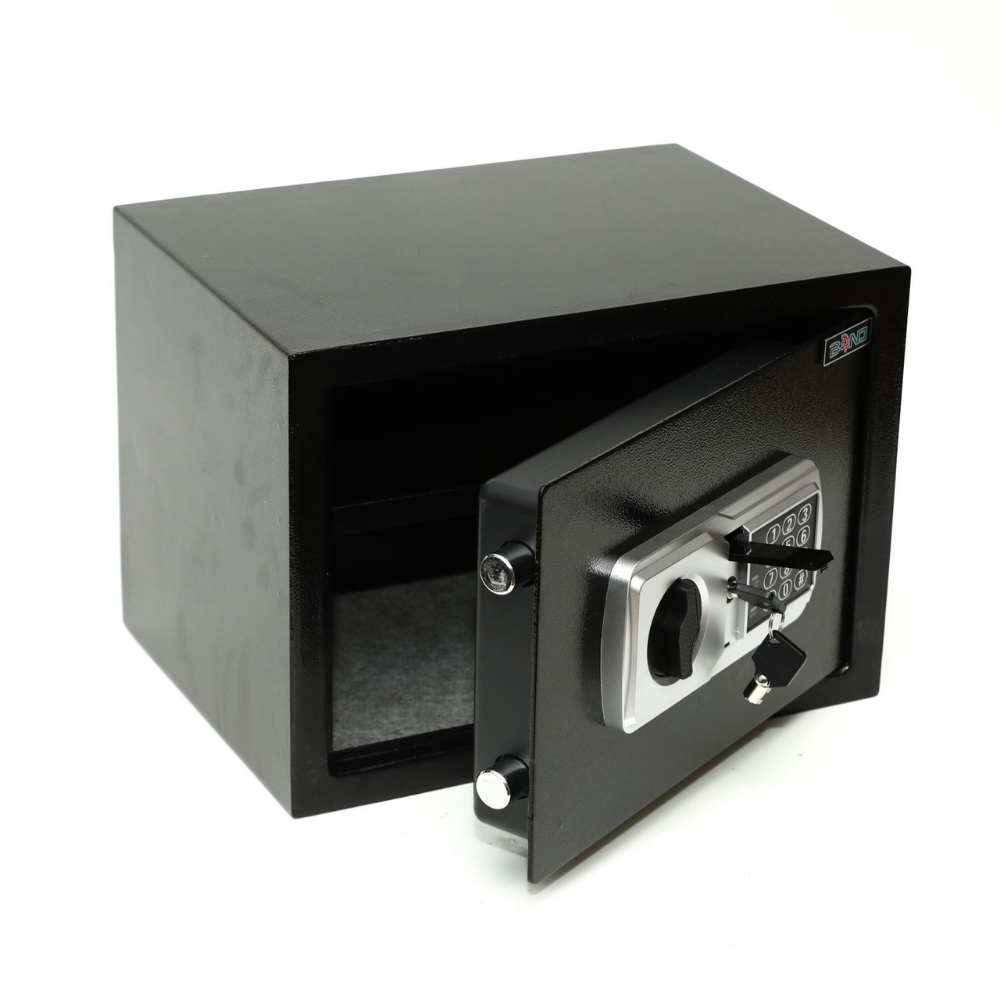 Ηλεκτρονικό Χρηματοκιβώτιο Ασφαλείας με Κωδικό & Κλειδί 31x20x20cm Μαύρο 20E