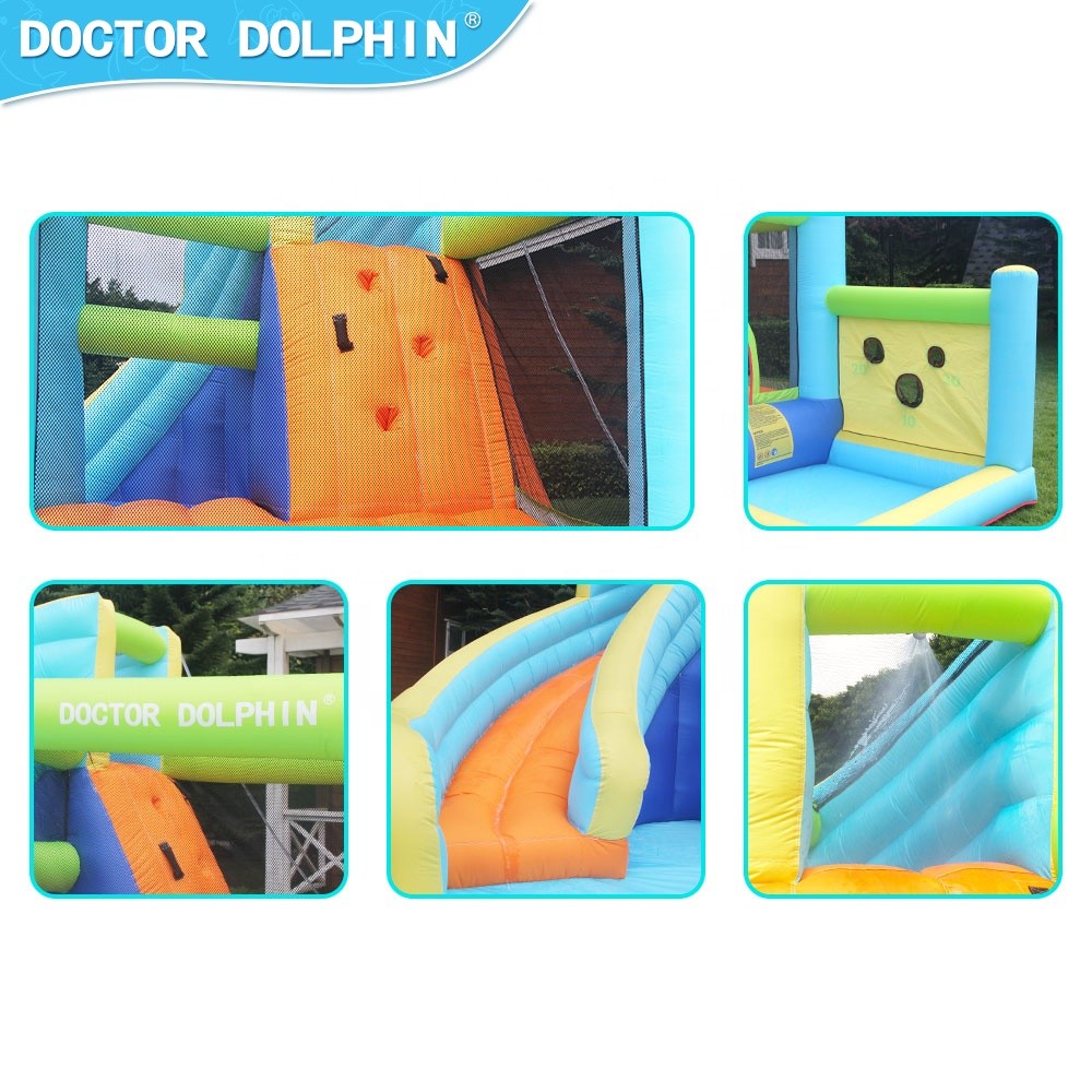 Φουσκωτό Τραμπολίνο Jump & Slide με Τσουλήθρα, Μπασκέτα, Αναρρίχηση & Τέρμα Στόχου 360×340×218 cm