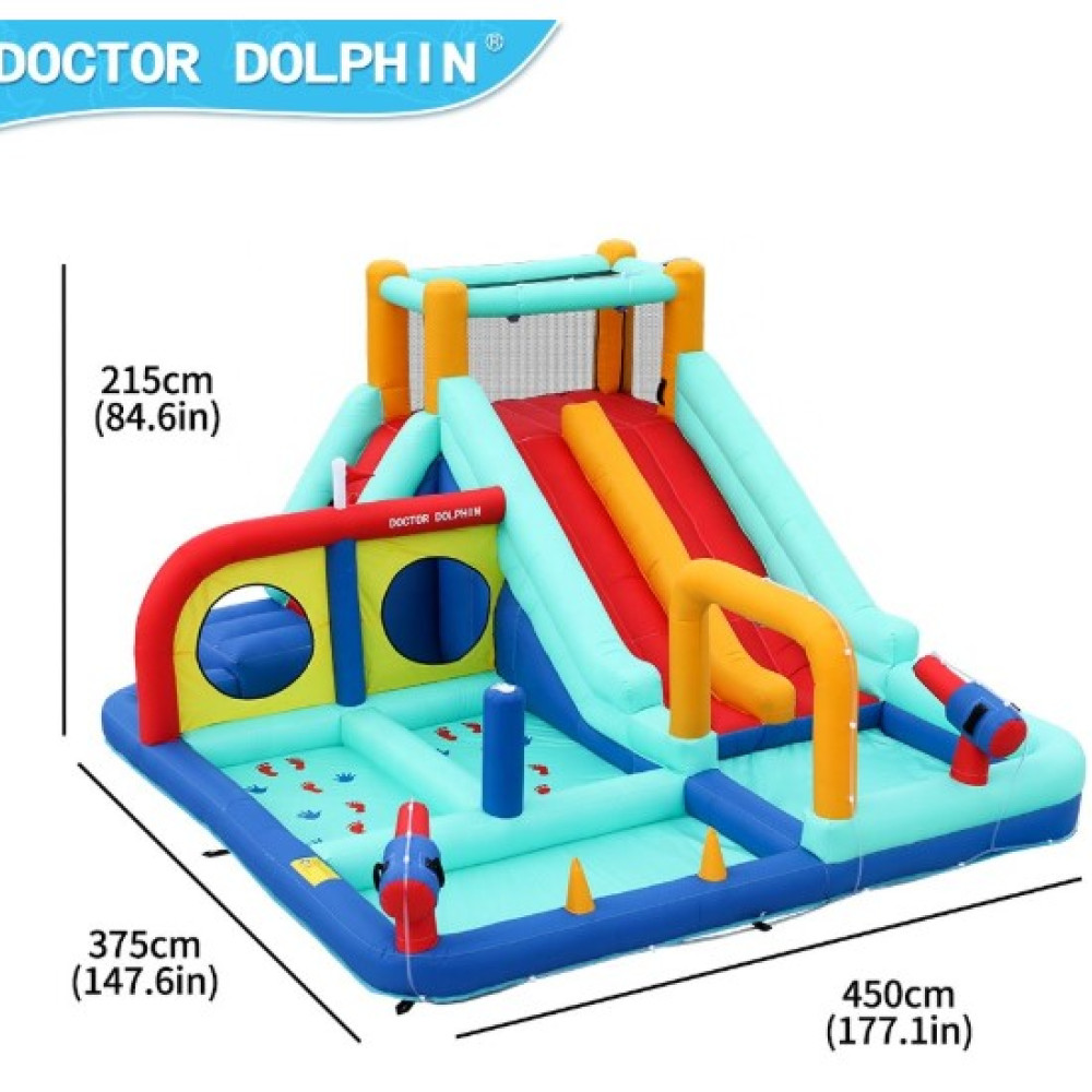 Φουσκωτό Τραμπολίνο Splash & Slide με Νεροπίστολα, Τσουλήθρα & Αναρρίχηση 450×375×215 cm