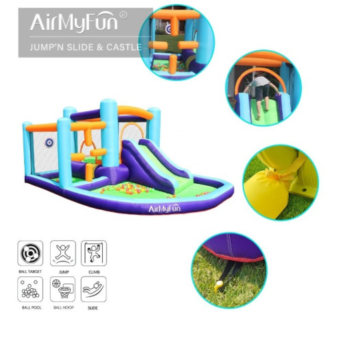 Φουσκωτό Τραμπολίνο Jump Zone με Τσουλήθρα, Μπαλοπισίνα & Παιχνίδι Στόχου 400×315×185 cm