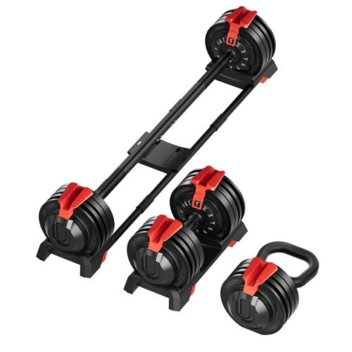 Ρυθμιζόμενο Σετ Αλτήρων 24kg – 3 σε 1Ανθεκτικός Εξοπλισμός Γυμναστικής για Προπόνηση Ενδυνάμωσης 
