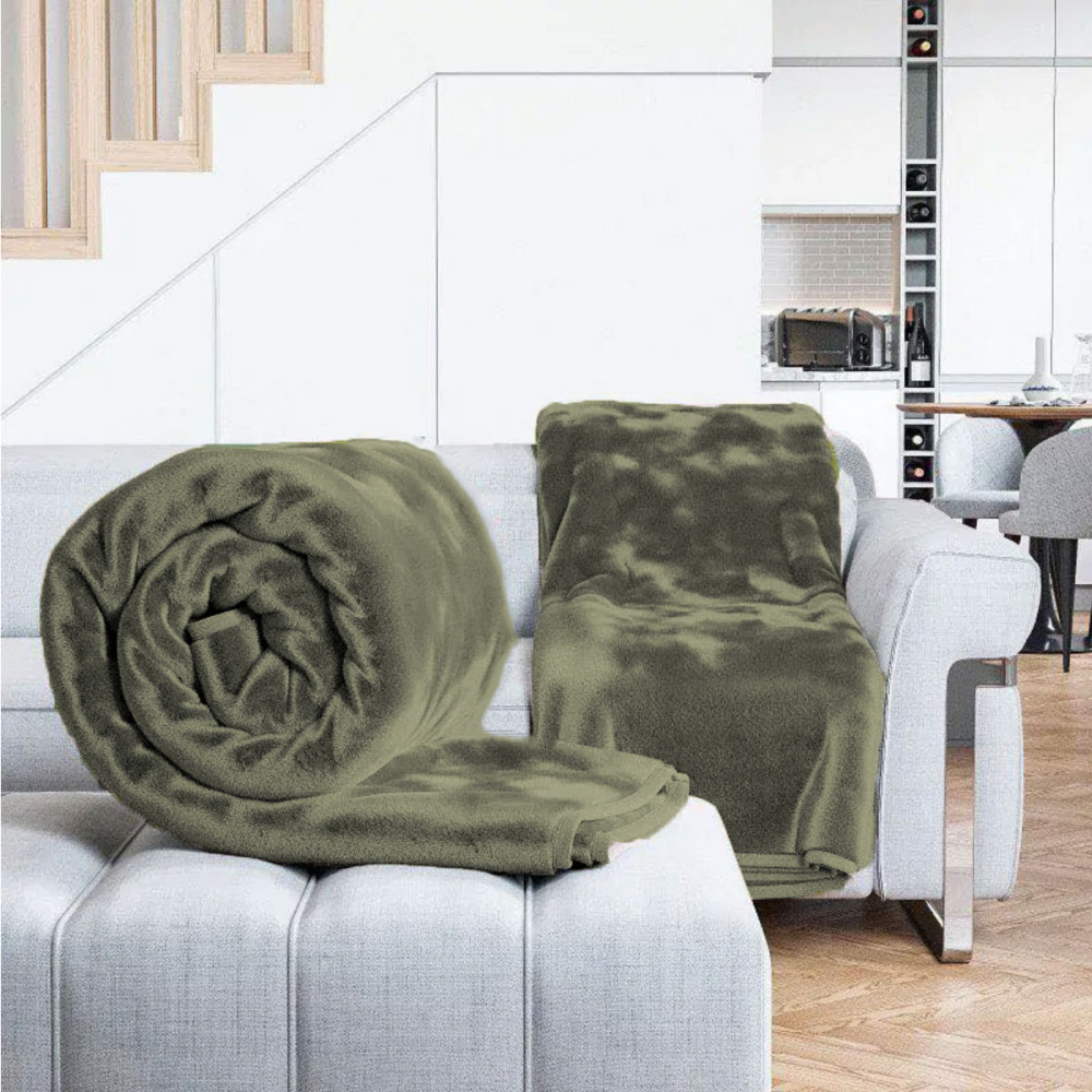 1+1 Δώρο Κουβέρτα Ισπανική Βελουτέ Gabriella Williams Υπέρδιπλη Πράσινη 3kg 220x240cm BLVL01-GREEN