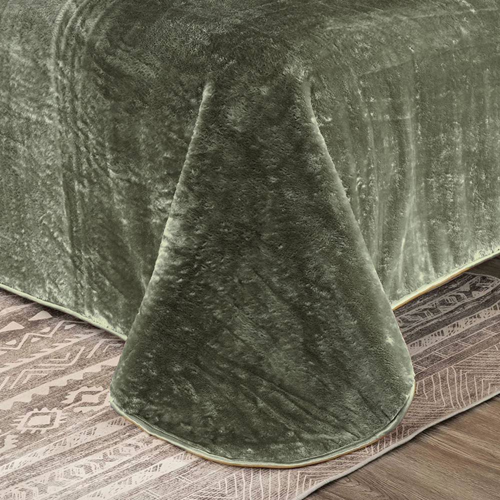1+1 Δώρο Κουβέρτα Ισπανική Βελουτέ Gabriella Williams Υπέρδιπλη Πράσινη 3kg 220x240cm BLVL01-GREEN