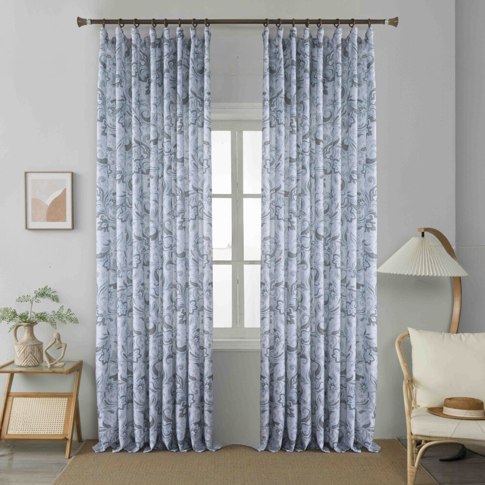 Κουρτίνα Σκίασης Ζακάρ Με Λαχούρια Μπλε Με Τρέσα 270x280cm 6017-1