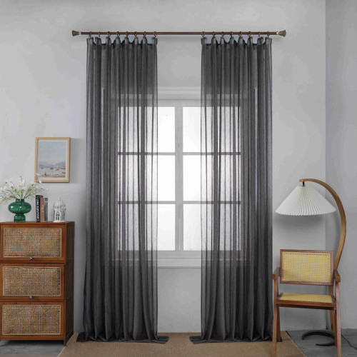 Line - Κουρτίνα Ημιδιάφανη Μαύρη Με Τρέσα Υ295ΧΦ270cm 6037-18