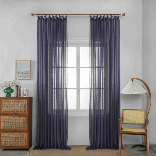 Line - Κουρτίνα Ημιδιάφανη Μπλε Σκούρο Με Τρέσα Υ295ΧΦ270cm 6037-20