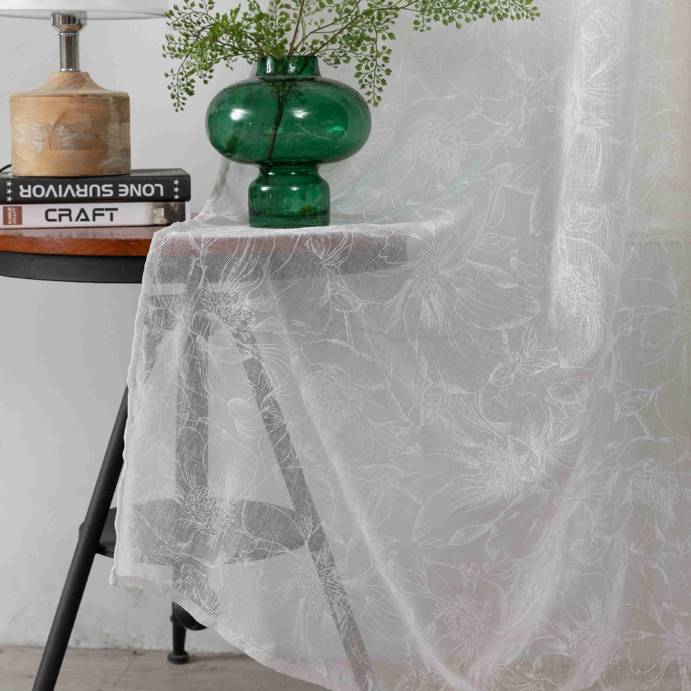 Κουρτίνα Λινή Με Λουλούδια Ημιδιάφανη Μπεζ Γκρι Με Τρέσα Υ300xΦ270cm 6041-14 Κουρτίνα Λινή Με Λουλούδια Ημιδιάφανη Μπεζ Γκρι Με Τρέσα Υ300xΦ270cm 6041-14