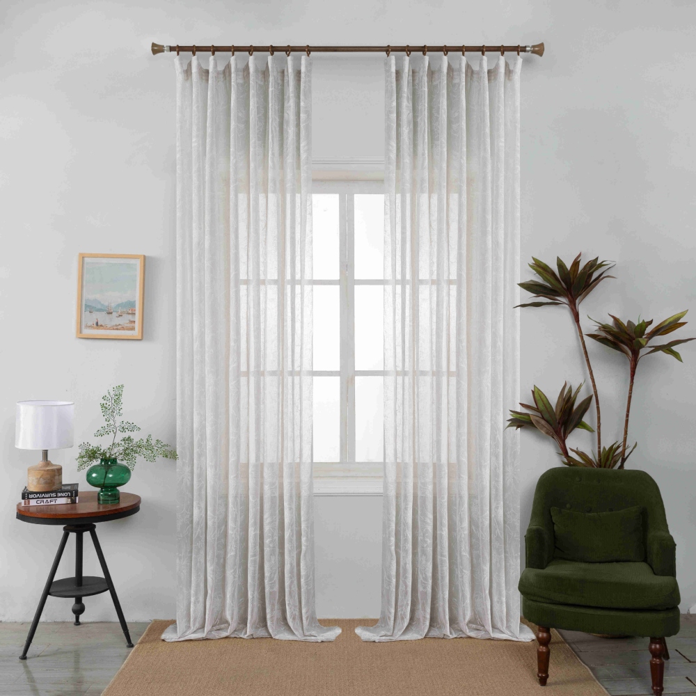 Κουρτίνα Λινή Με Λουλούδια Ημιδιάφανη Μπεζ Γκρι Με Τρέσα Υ300xΦ270cm 6041-14 Κουρτίνα Λινή Με Λουλούδια Ημιδιάφανη Μπεζ Γκρι Με Τρέσα Υ300xΦ270cm 6041-14