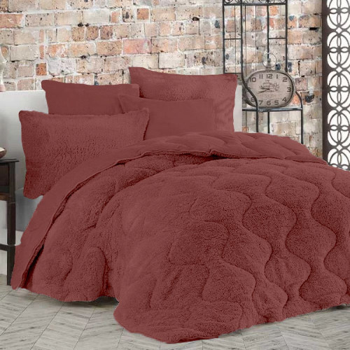 Μονό Σετ Κουβερτοπάπλωμα Softwell ΔΩΡΟ 1 Μαξιλαροθήκη Μπορντο 160X220 SFQ831-RED-1-S