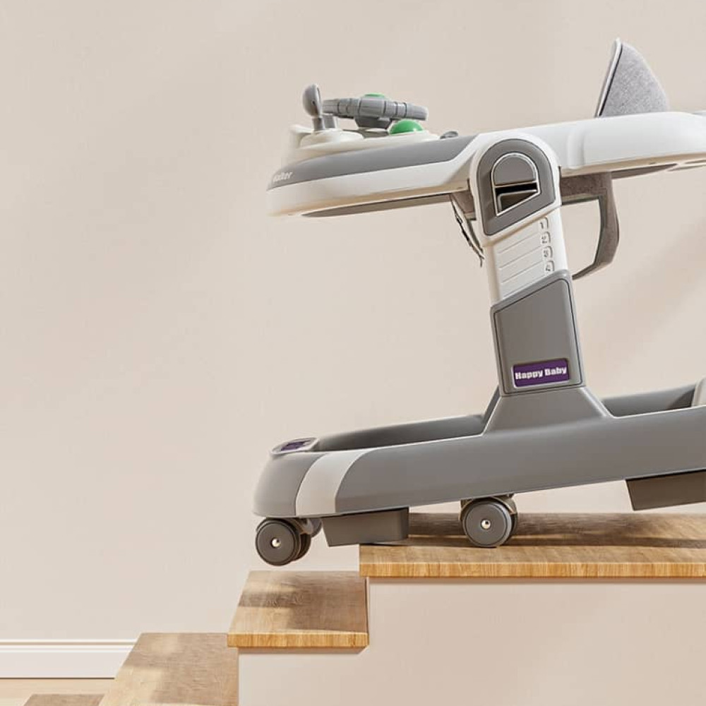 Βρεφική Περπατούρα με χειρολαβή  3 σε 1  Με μουσική και φρένο στις ρόδες για  6+ΜΗΝΩΝ 611-GREY