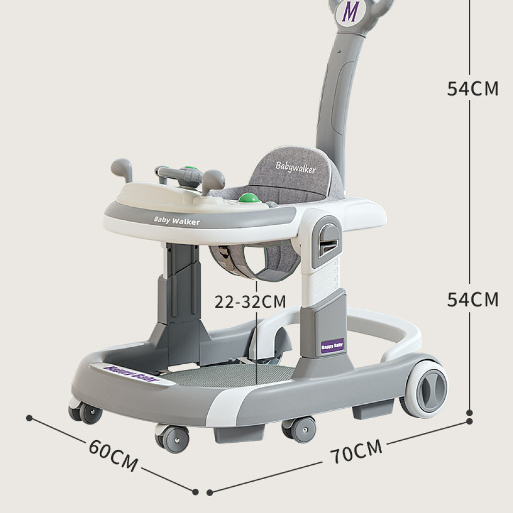 Βρεφική Περπατούρα με χειρολαβή  3 σε 1  Με μουσική και φρένο στις ρόδες για  6+ΜΗΝΩΝ 611-GREY