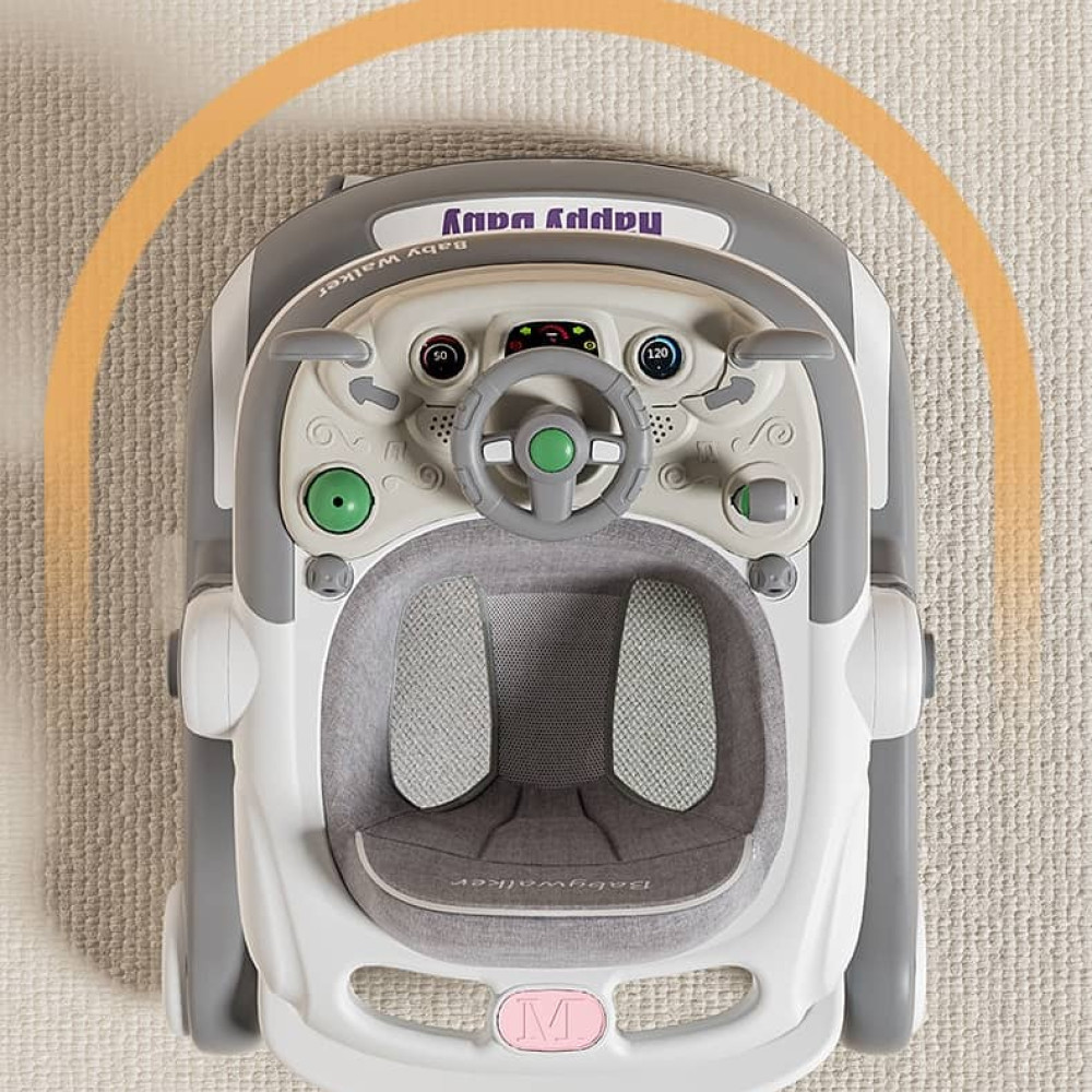 Βρεφική Περπατούρα με χειρολαβή  3 σε 1  Με μουσική και φρένο στις ρόδες για  6+ΜΗΝΩΝ 611-GREY