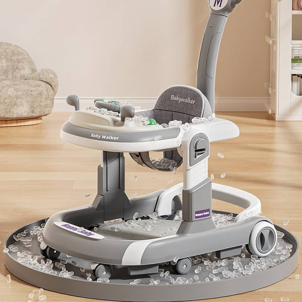 Βρεφική Περπατούρα με χειρολαβή  3 σε 1  Με μουσική και φρένο στις ρόδες για  6+ΜΗΝΩΝ 611-GREY