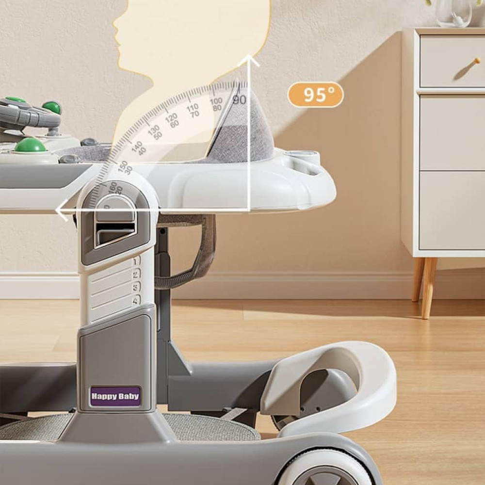 Βρεφική Περπατούρα με χειρολαβή  3 σε 1  Με μουσική και φρένο στις ρόδες για  6+ΜΗΝΩΝ 611-GREY