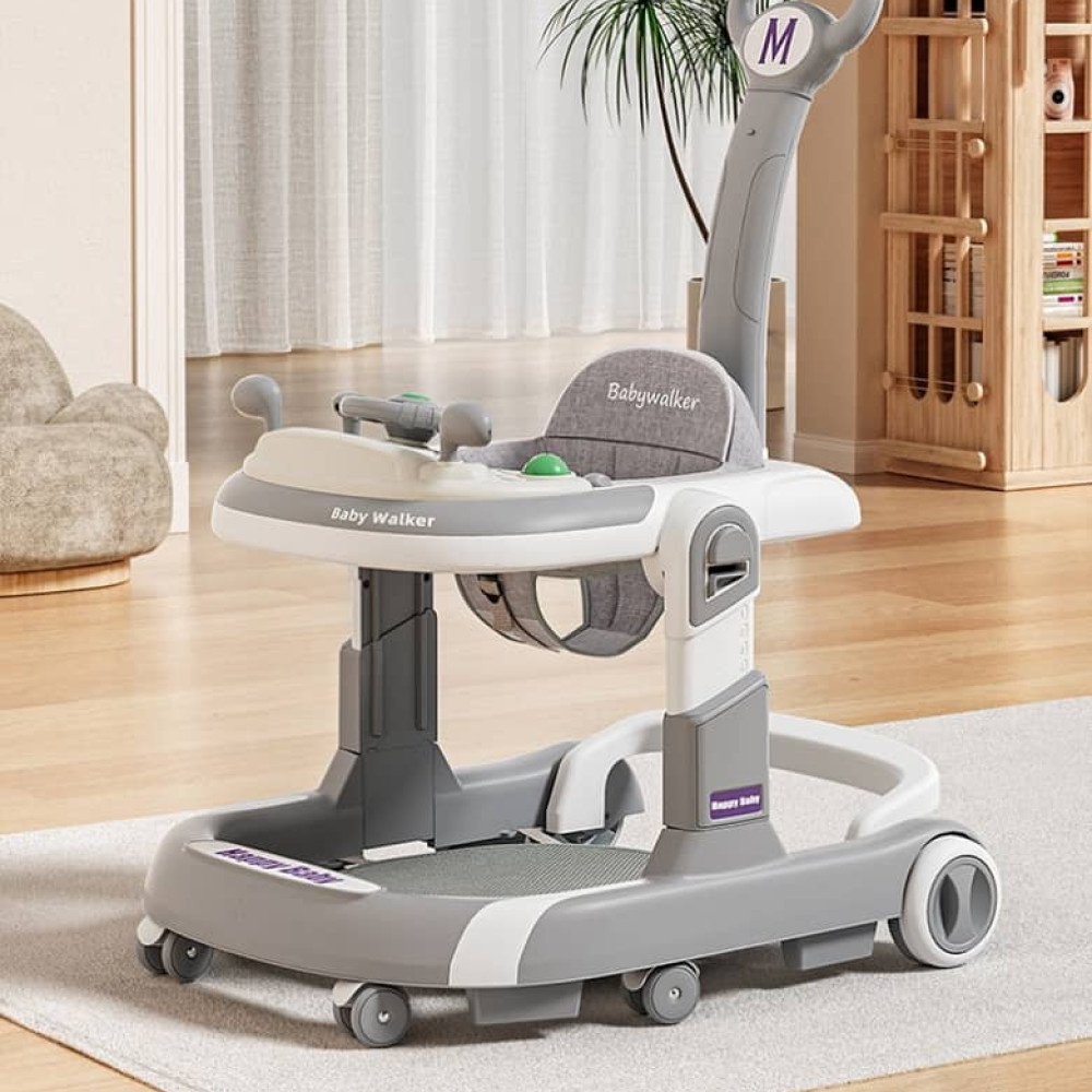 Βρεφική Περπατούρα με χειρολαβή  3 σε 1  Με μουσική και φρένο στις ρόδες για  6+ΜΗΝΩΝ 611-GREY