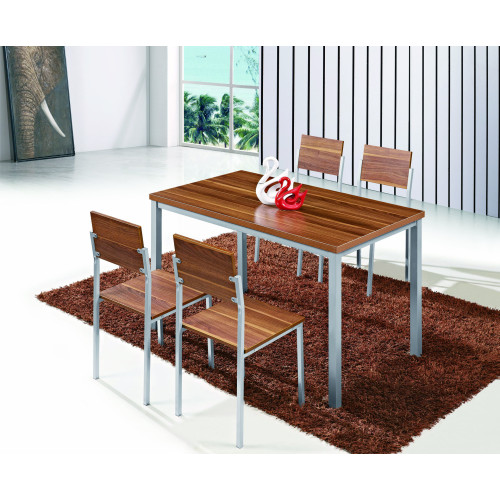 Σετ 5τμχ Τραπεζαρία Εσωτερικού Χώρου από MDF με Μελαμίνη και Μεταλλικά Πόδια Καρυδιά 120x70x75cm