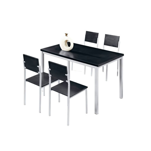Σετ 5τμχ Τραπεζαρία Εσωτερικού Χώρου από MDF με Μελαμίνη και Μεταλλικά Πόδια Μαύρο 120x70x75cm