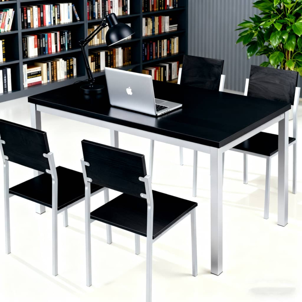 Σετ 5τμχ Τραπεζαρία Εσωτερικού Χώρου από MDF με Μελαμίνη και Μεταλλικά Πόδια Μαύρο 120x70x75cm