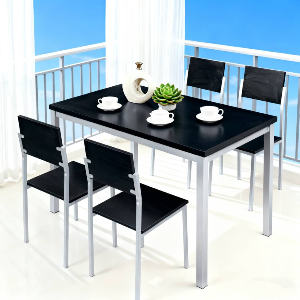 Σετ 5τμχ Τραπεζαρία Εσωτερικού Χώρου από MDF με Μελαμίνη και Μεταλλικά Πόδια Μαύρο 120x70x75cm