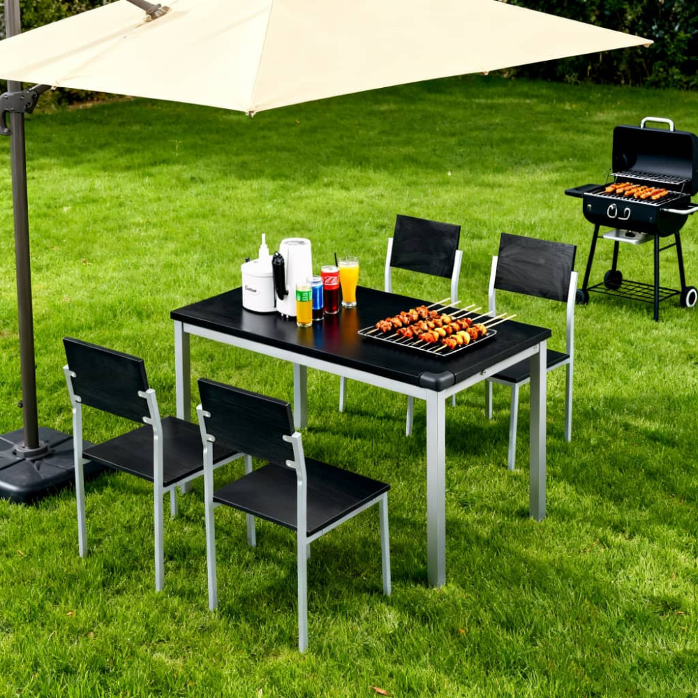 Σετ 5τμχ Τραπεζαρία Εσωτερικού Χώρου από MDF με Μελαμίνη και Μεταλλικά Πόδια Μαύρο 120x70x75cm