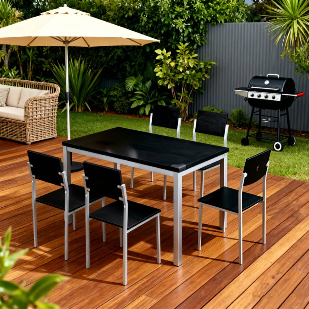 Σετ 5τμχ Τραπεζαρία Εσωτερικού Χώρου από MDF με Μελαμίνη και Μεταλλικά Πόδια Μαύρο 120x70x75cm