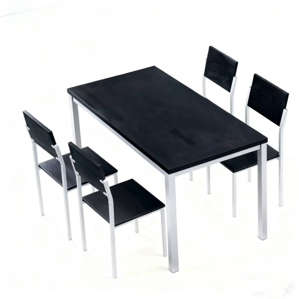 Σετ 5τμχ Τραπεζαρία Εσωτερικού Χώρου από MDF με Μελαμίνη και Μεταλλικά Πόδια Μαύρο 120x70x75cm