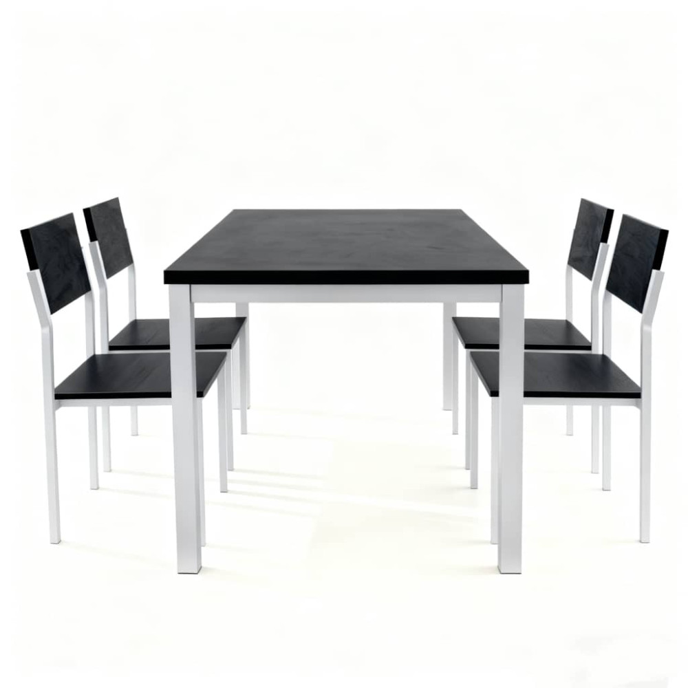 Σετ 5τμχ Τραπεζαρία Εσωτερικού Χώρου από MDF με Μελαμίνη και Μεταλλικά Πόδια Μαύρο 120x70x75cm