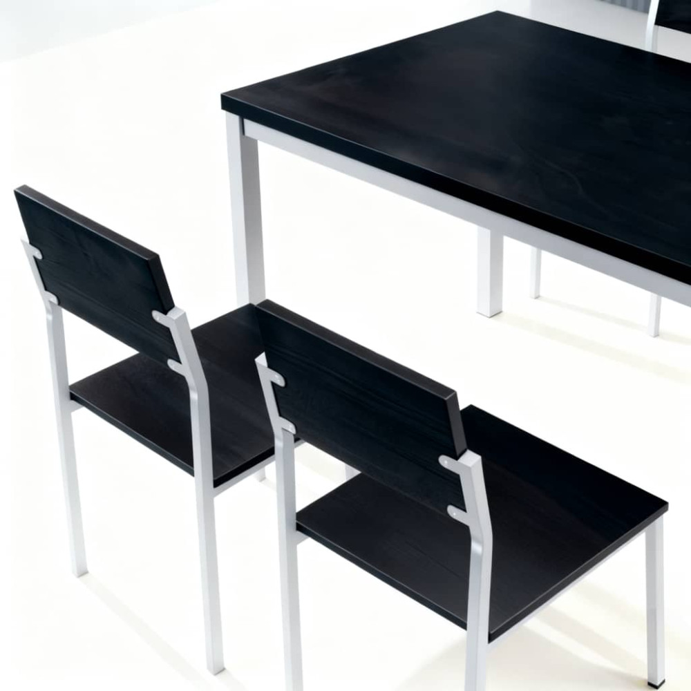 Σετ 5τμχ Τραπεζαρία Εσωτερικού Χώρου από MDF με Μελαμίνη και Μεταλλικά Πόδια Μαύρο 120x70x75cm