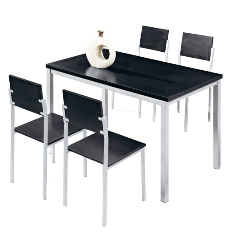 Σετ 5τμχ Τραπεζαρία Εσωτερικού Χώρου από MDF με Μελαμίνη και Μεταλλικά Πόδια Μαύρο 120x70x75cm