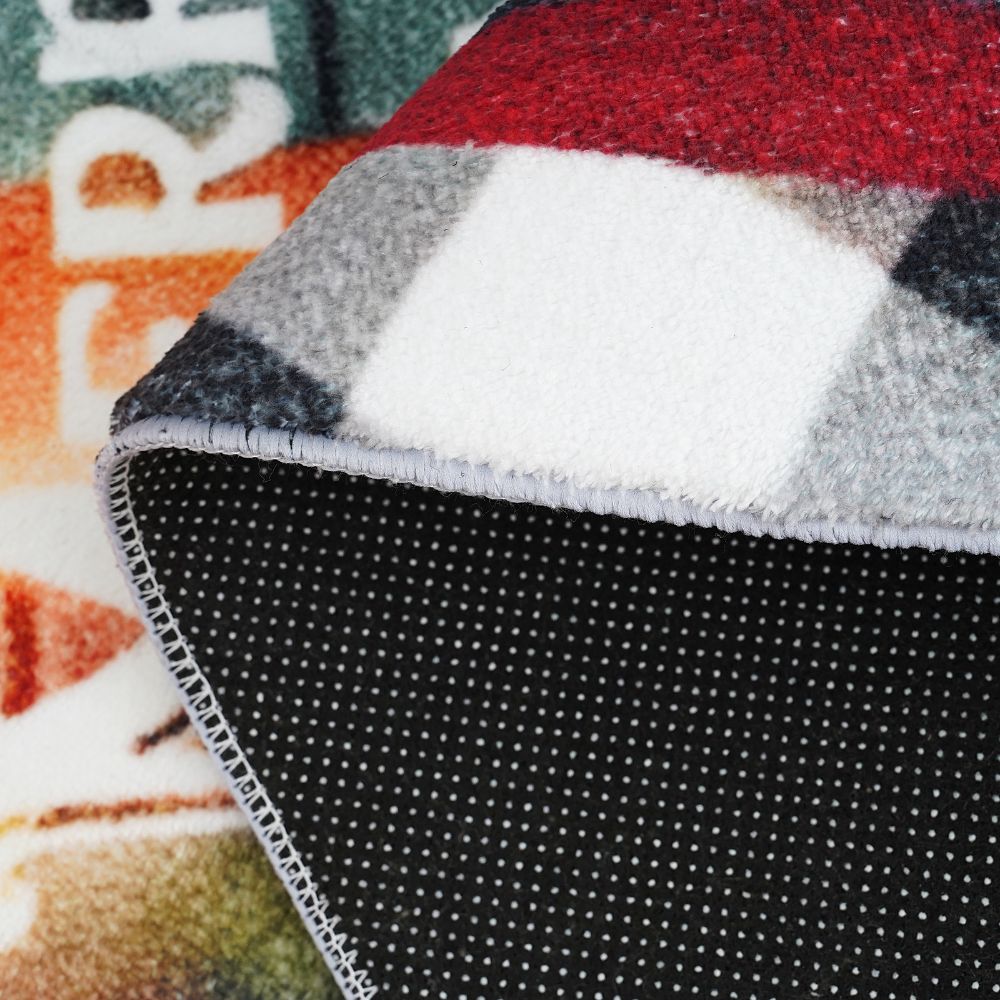 Χριστουγεννιάτικο Χαλί “Άγιος Βασίλης με σκυλάκια" Pecete 120x120cm RY08-120