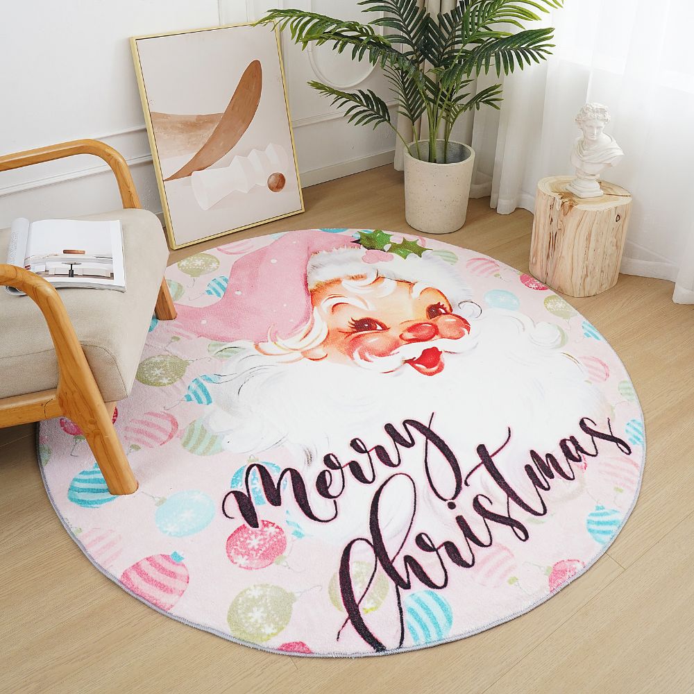 Χριστουγεννιάτικο Χαλί “Άγιος Βασίλης ροζ" Pecete 100x100cm RY09-100