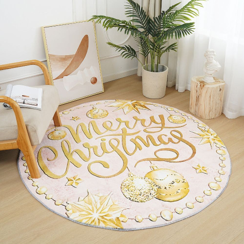 Χριστουγεννιάτικο Χαλί “Merry Christmas" Pecete 120x120cm RY10-120