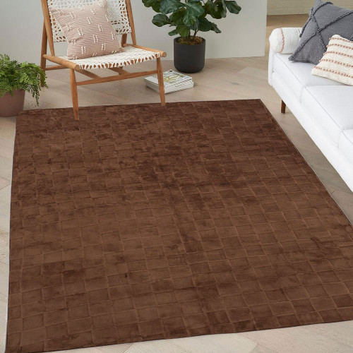 Γούνινο Χαλί Ανάγλυφο "COZY' Μονόχρωμο Καφέ 120x160cm MSC-002-BR-120