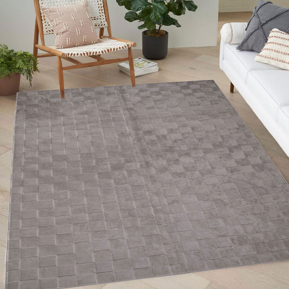 Γούνινο Χαλί Ανάγλυφο "COZY' Μονόχρωμο Γκρί 200x250cm MSC-002-GR-200