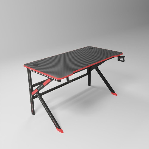 Γραφείο Gaming με θήκη ποτηριού και κρεμάστρα για ακουστικά Μαύρο - Κόκκινο 120x60x74cm D2105-RED