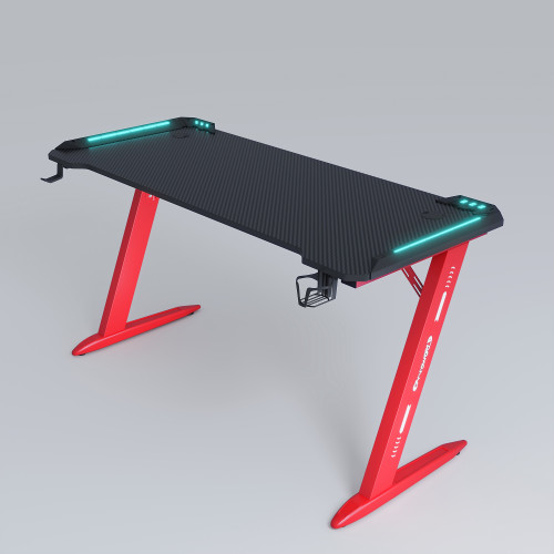 Γραφείο Gaming D2112 – RGB Φωτισμός & Carbon Fiber Επιφάνεια Κόκκινο 120×60×74 cm