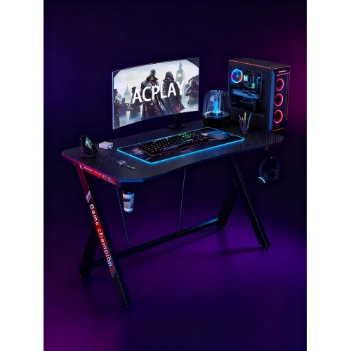 Γραφείο Gaming με θήκη ποτηριού και κρεμάστρα για ακουστικά Μαύρο DNZ120