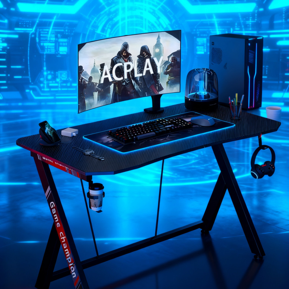 Γραφείο Gaming με θήκη ποτηριού και κρεμάστρα για ακουστικά Μαύρο DNZ120