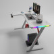 Γωνιακό Gaming γραφείο με φωτισμό RGB, υφή ανθρακονήματος και μεταλλικό σκελετό Μαύρο 140x(60-100)x74cm P201-WHTE
