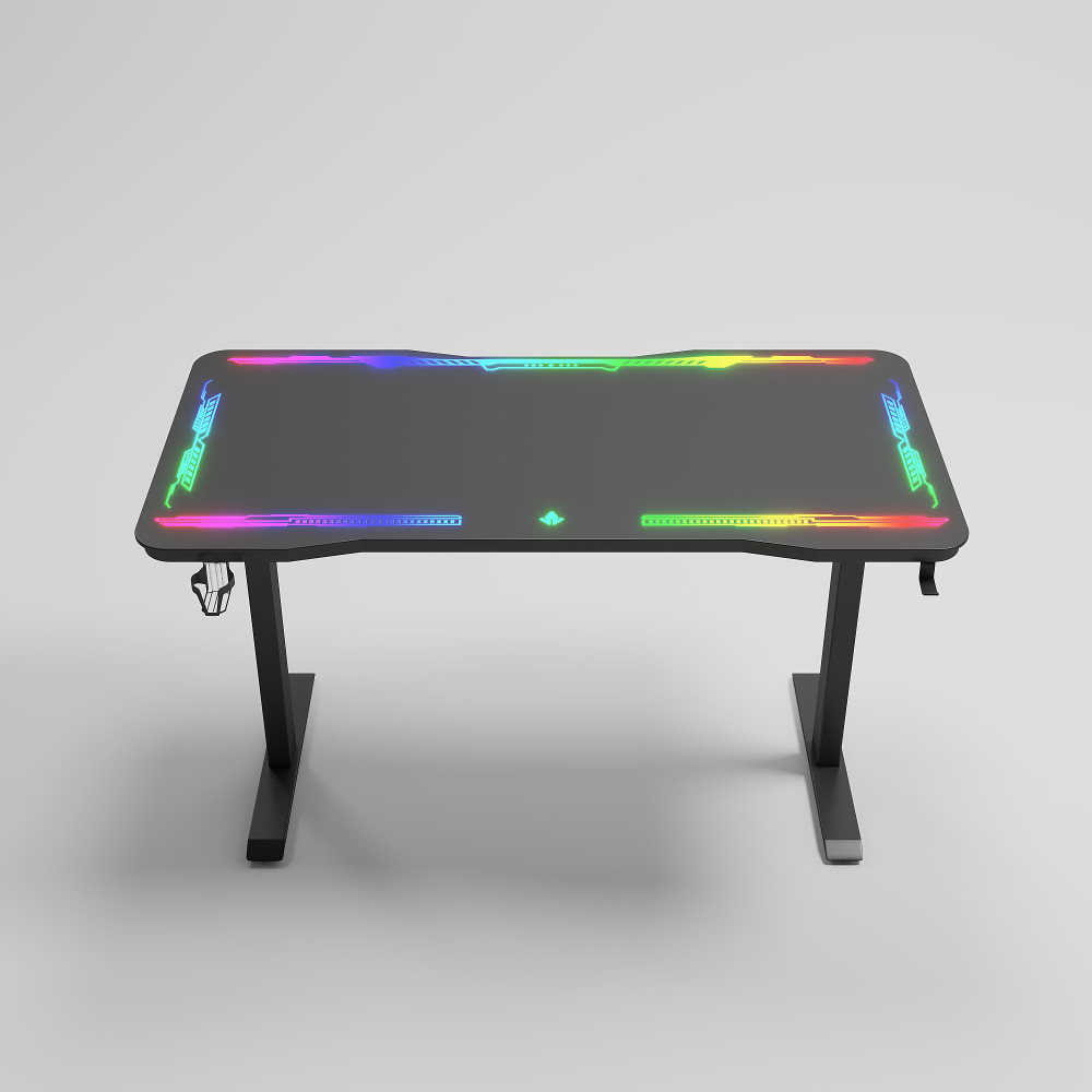 Γραφείο Gaming με φωτισμό RGB, γυάλινη επιφάνεια, μεταλλικό σκελετό Μαύρο 120x60x74cm P206