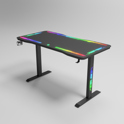 Γραφείο Gaming με φωτισμό RGB, γυάλινη επιφάνεια, μεταλλικό σκελετό Μαύρο 120x60x74cm P206