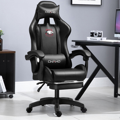 Καρέκλα γραφείου Gaming Δερματίνης με ανάκληση και υποπόδιο Γκρι - Μαύρο GMC-BLACK
