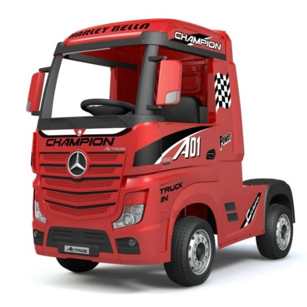 Ηλεκτροκίνητο Παιδικό Φορτηγό Mercedes-Benz Actros Licensed 12V με Δερμάτινο Κάθισμα & EVA Λάστιχα Κόκκινο HL358-RED